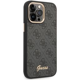 Чехол-накладка Guess 4G Script metal logo Hard для iPhone 14 Pro Max, полиуретан, черный— фото №1