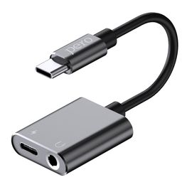 Переходник PERO AD10 USB-C / jack 3.5mm + USB-C, черный— фото №0