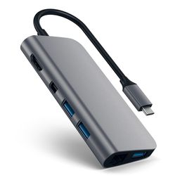 Адаптер мультипортовый Satechi Aluminum Multimedia Adapter 9 в 1, серый космос— фото №4