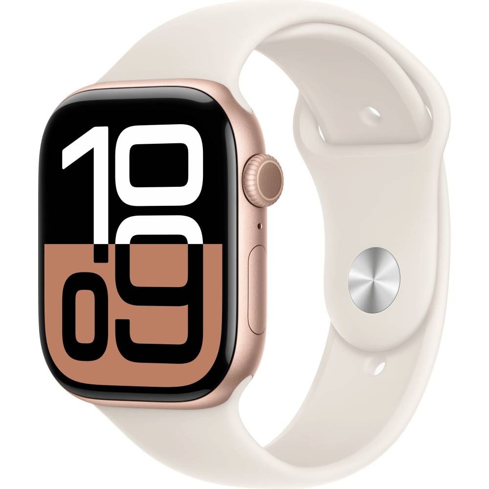 Apple Watch Series 10  (корпус - розовое золото, 46mm ремешок Sport Band сияющая звезда, размер M/L)— фото №0