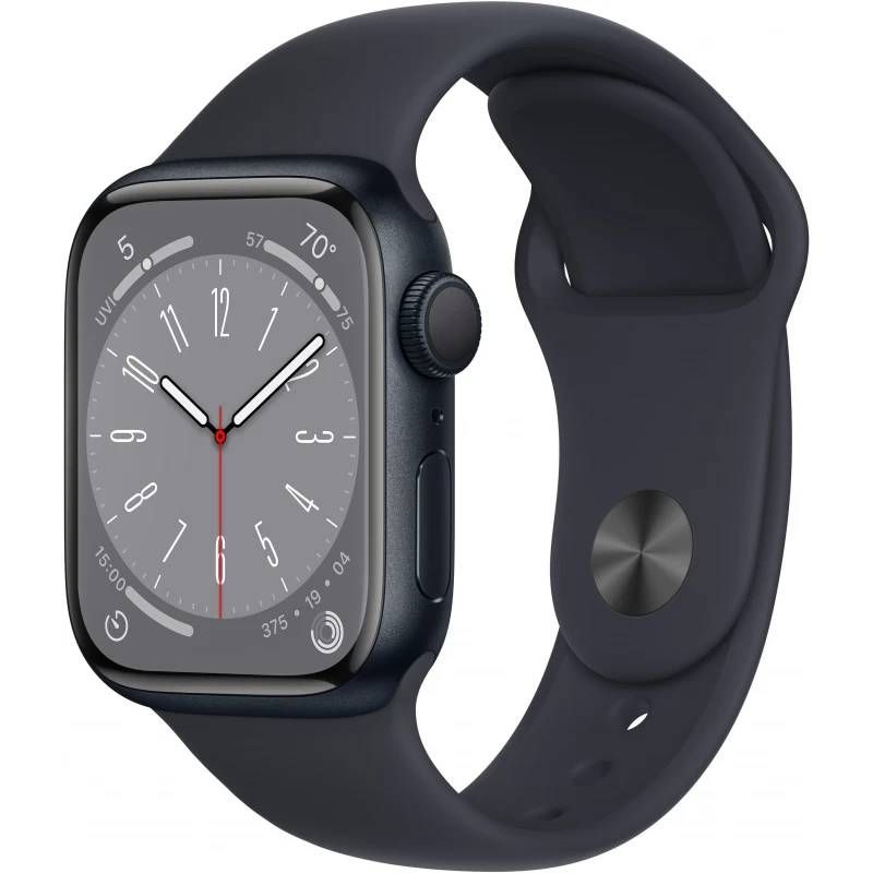 Apple Watch Series 8 GPS 45mm (корпус - темная ночь, спортивный ремешок цвета тёмная ночь, IP6X)— фото №0