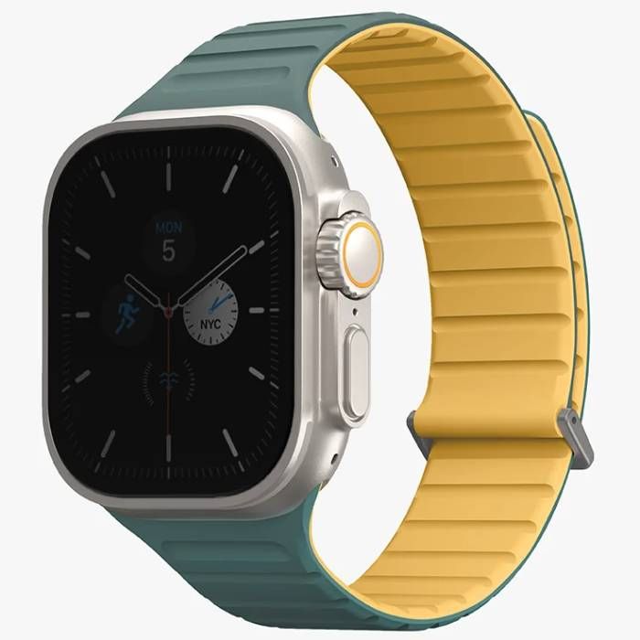 Ремешок Uniq Revix EVO reversible Magnetic для Apple Watch 49mm 45/49mm, Силикон, зеленый/желтый— фото №0