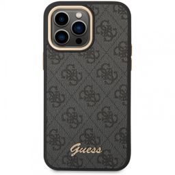 Чехол-накладка Guess 4G Script metal logo Hard для iPhone 14 Pro Max, полиуретан, черный— фото №2