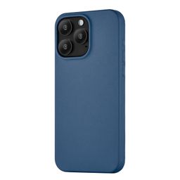 Чехол-накладка uBear Capital Case для iPhone 15 Pro, кожа, синий— фото №1