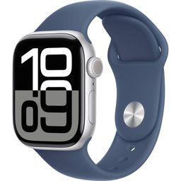 Apple Watch Series 10  (корпус - серебристый, 42mm ремешок Sport Band синий, размер S/M)— фото №0