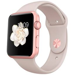 Apple Watch Sport (MLC62) - 42 мм, алюминий «розовое золото», бежевый спортивный ремешок— фото №0