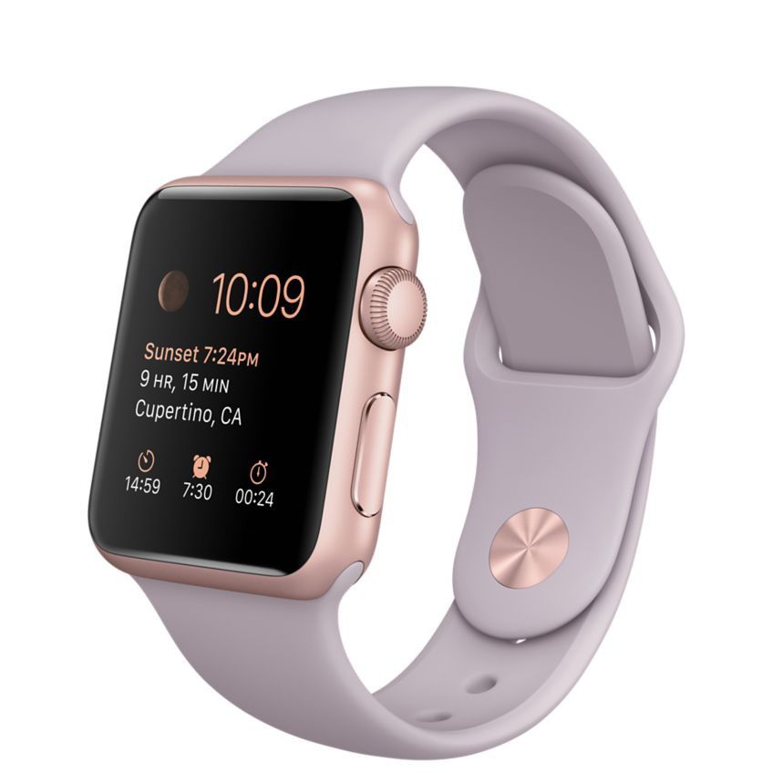 Apple Watch Sport (MLCH2) - 38 мм, алюминий «розовое золото», сиреневый спортивный ремешок— фото №0