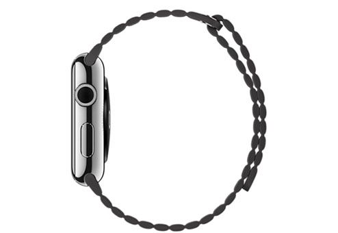 Apple Watch (MMFX2) - 42 мм, нержавеющая сталь, кожаный ремешок цвета «грозовое небо»— фото №1