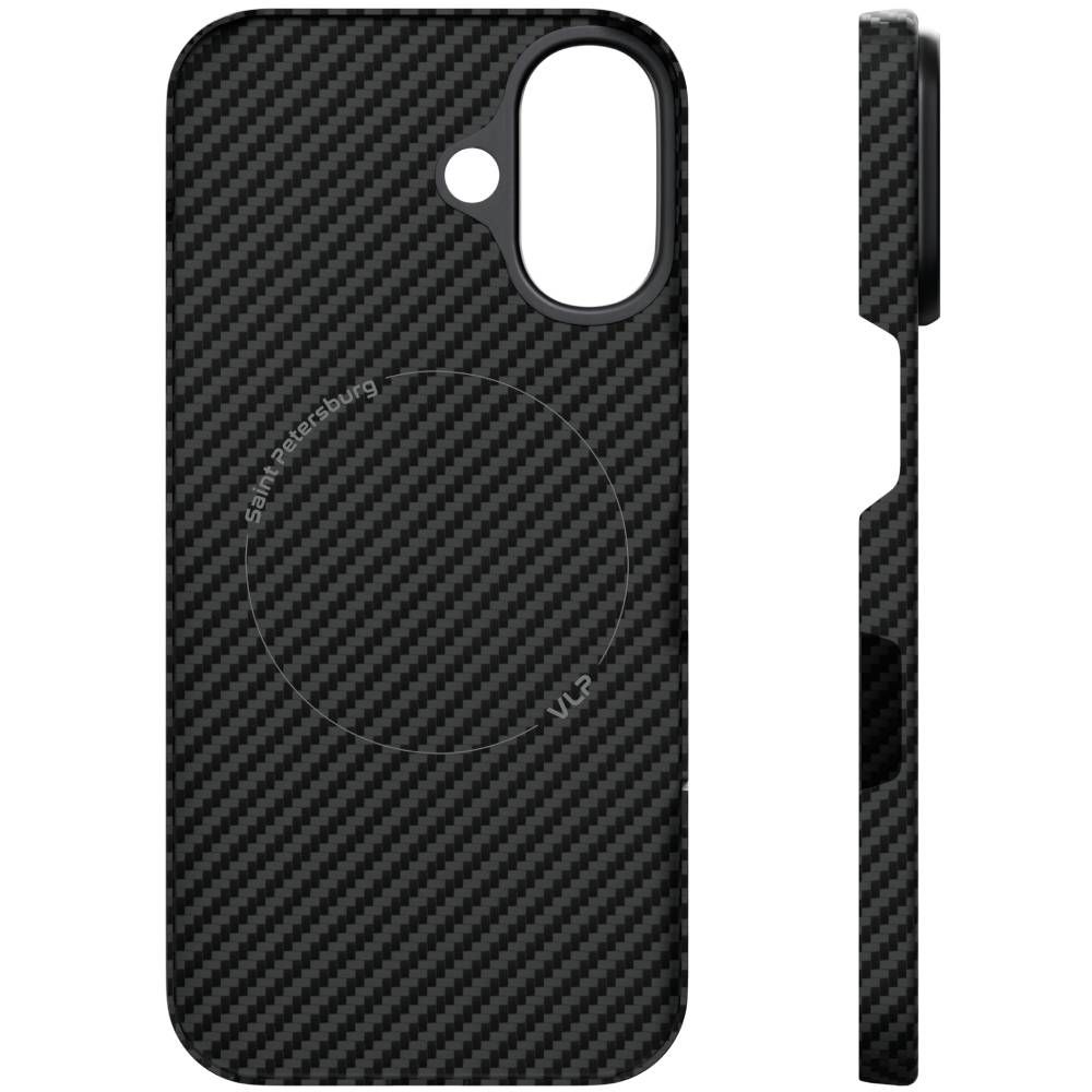 Чехол-накладка VLP Kevlar Case для iPhone 16, кевлар, черный— фото №1