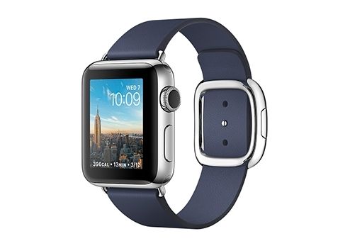 Apple Watch Series 2 (MNP92RU/A) - 38 мм, нержавеющая сталь, тёмно-синий ремешок с современной пряжкой— фото №0