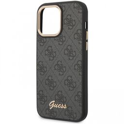 Чехол-накладка Guess 4G Script metal logo Hard для iPhone 14 Pro Max, полиуретан, черный— фото №5